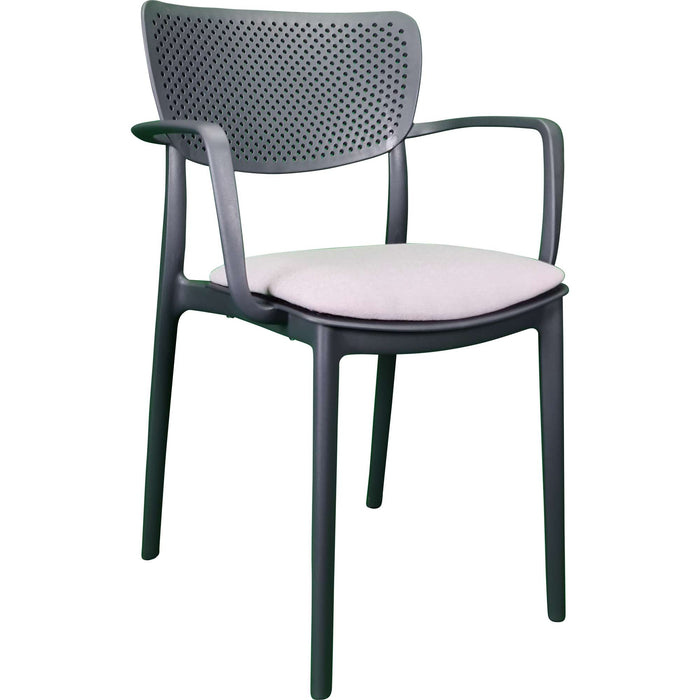 Siesta Loft Arm Chair - Anthracite with Light Grey Fabric Cushion
