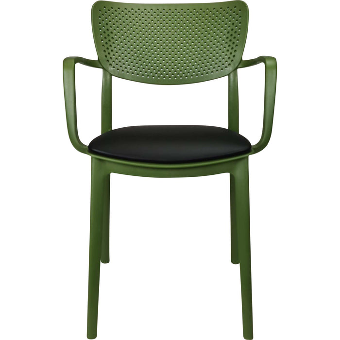 Siesta Loft Arm Chair - Olive Green with Black Vinyl Cushion