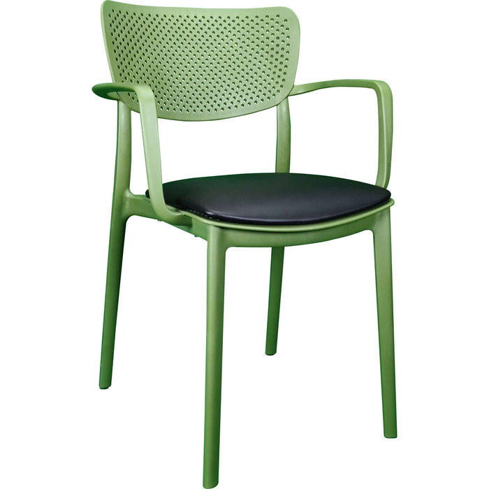 Siesta Loft Arm Chair - Olive Green with Black Vinyl Cushion