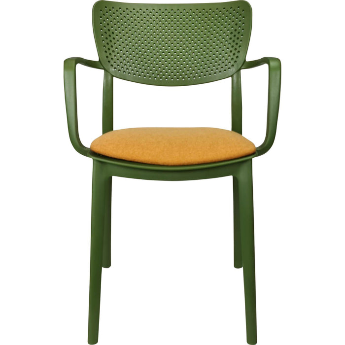 Siesta Loft Arm Chair - Olive Green with Orange Fabric Cushion