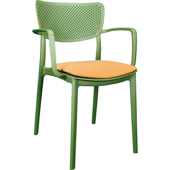 Siesta Loft Arm Chair - Olive Green with Orange Fabric Cushion