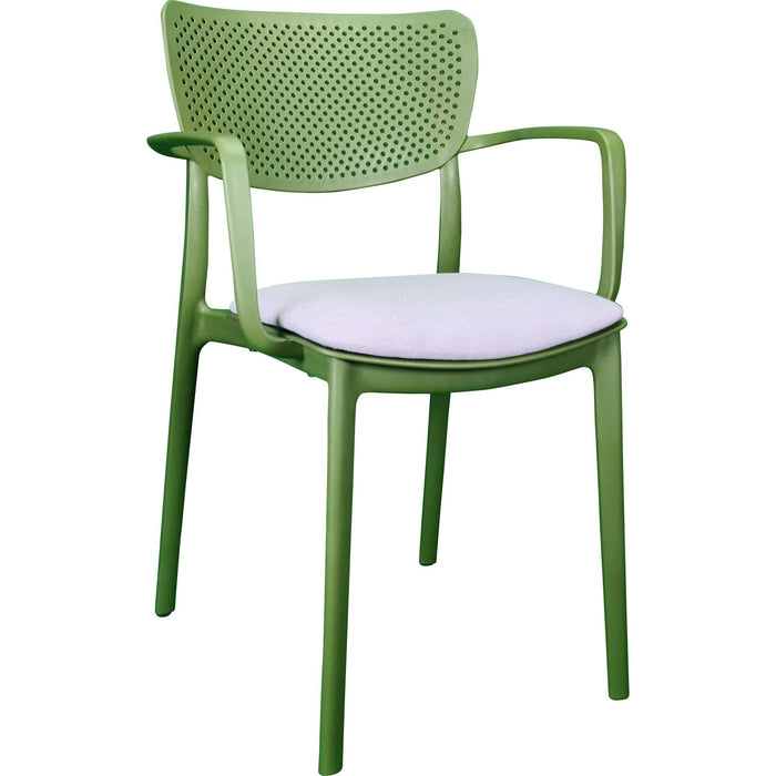 Siesta Loft Arm Chair - Olive Green with Light Grey Fabric Cushion