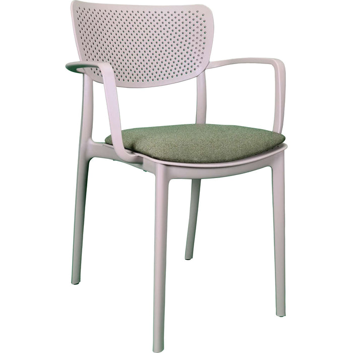 Siesta Loft Arm Chair - Taupe with Olive Green Fabric Cushion