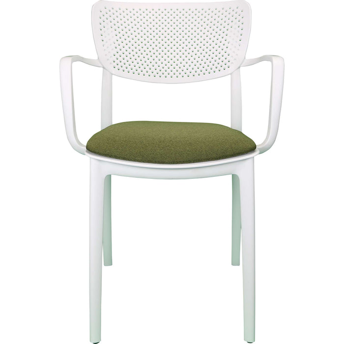 Siesta Loft Arm Chair - White with Olive Green Fabric Cushion