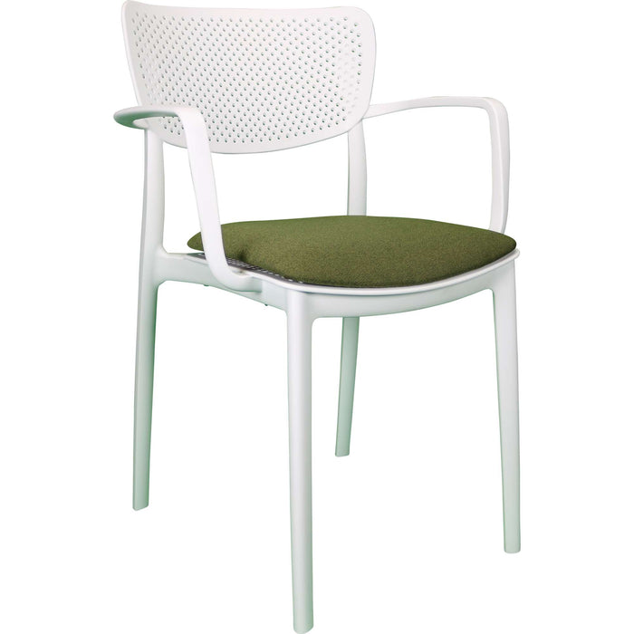 Siesta Loft Arm Chair - White with Olive Green Fabric Cushion