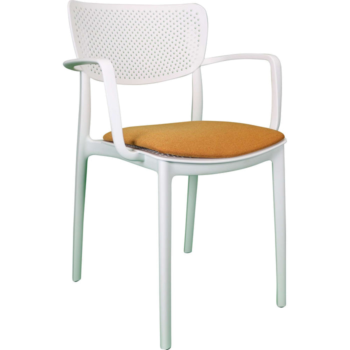 Siesta Loft Arm Chair - White with Orange Fabric Cushion
