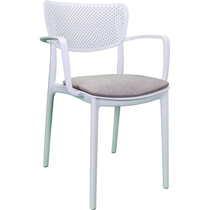 Siesta Loft Arm Chair - White with Light Grey Fabric Cushion