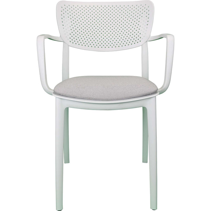 Siesta Loft Arm Chair - White with Taupe Fabric Cushion