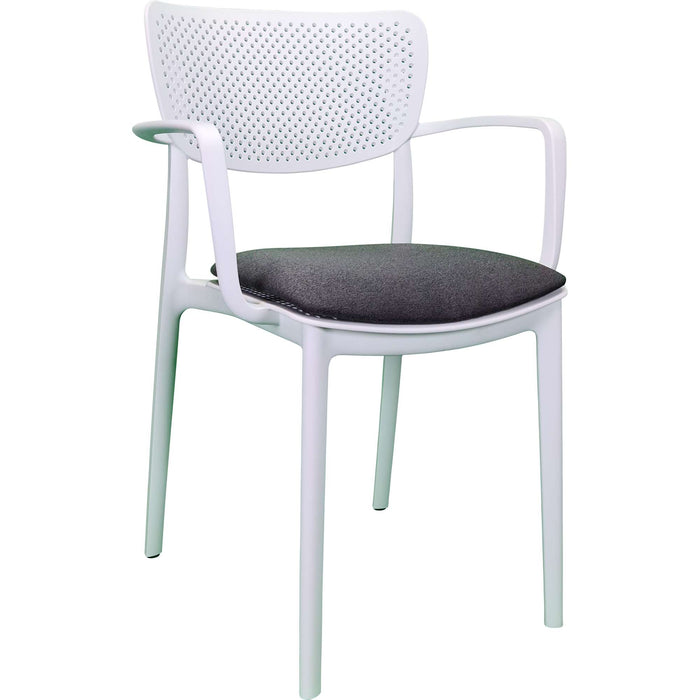 Siesta Loft Arm Chair - White with Anthracite Fabric Cushion
