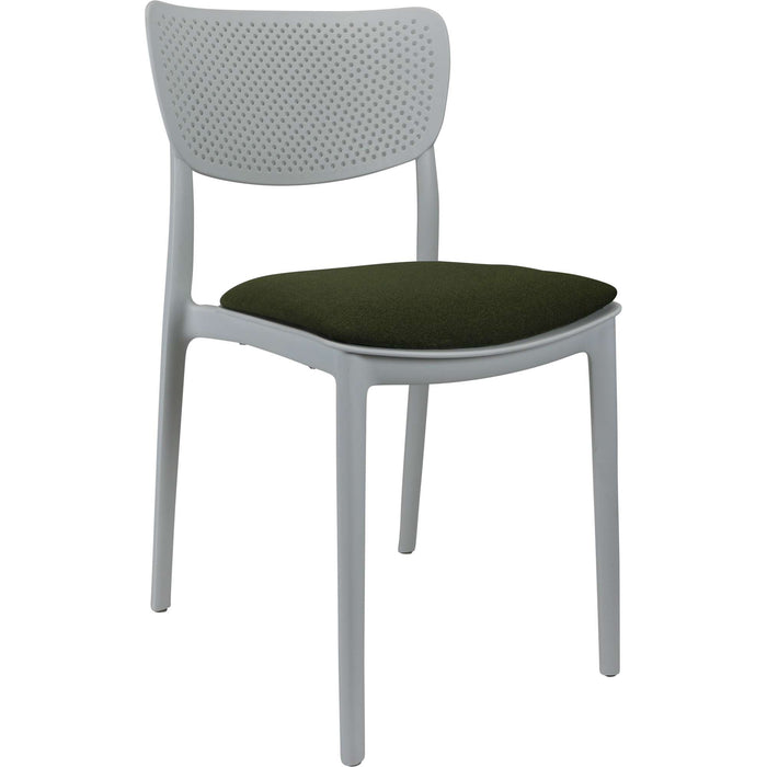 Siesta Lucy Chair - White with Olive Green Fabric Cushion