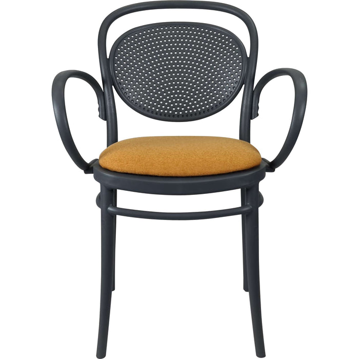Siesta Marcel XL Arm Chair - Anthracite with Orange Fabric Cushion