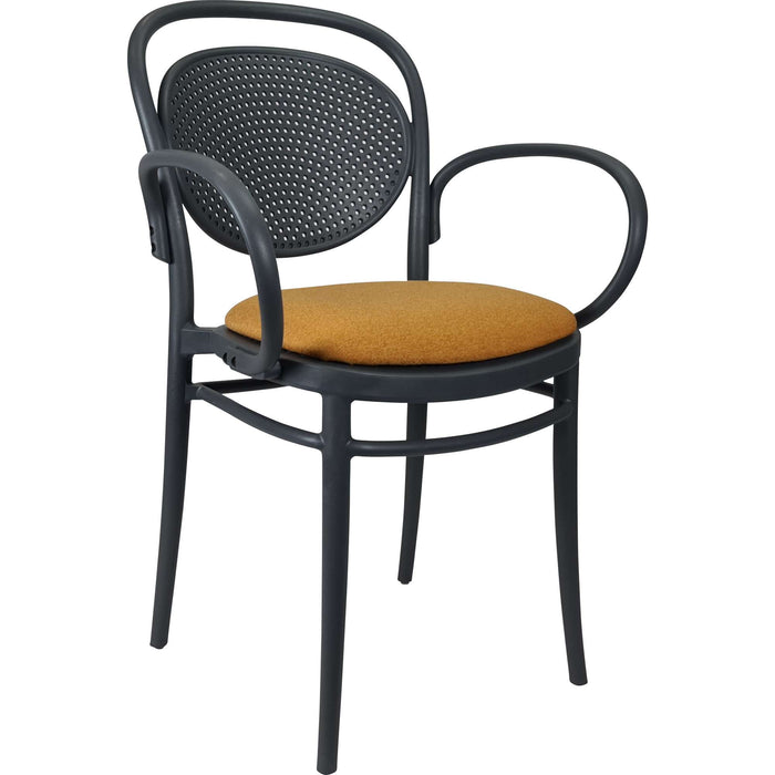 Siesta Marcel XL Arm Chair - Anthracite with Orange Fabric Cushion