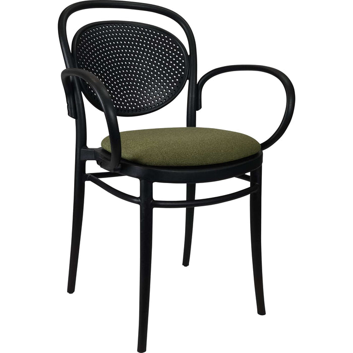 Siesta Marcel XL Arm Chair - Black with Olive Green Cushion