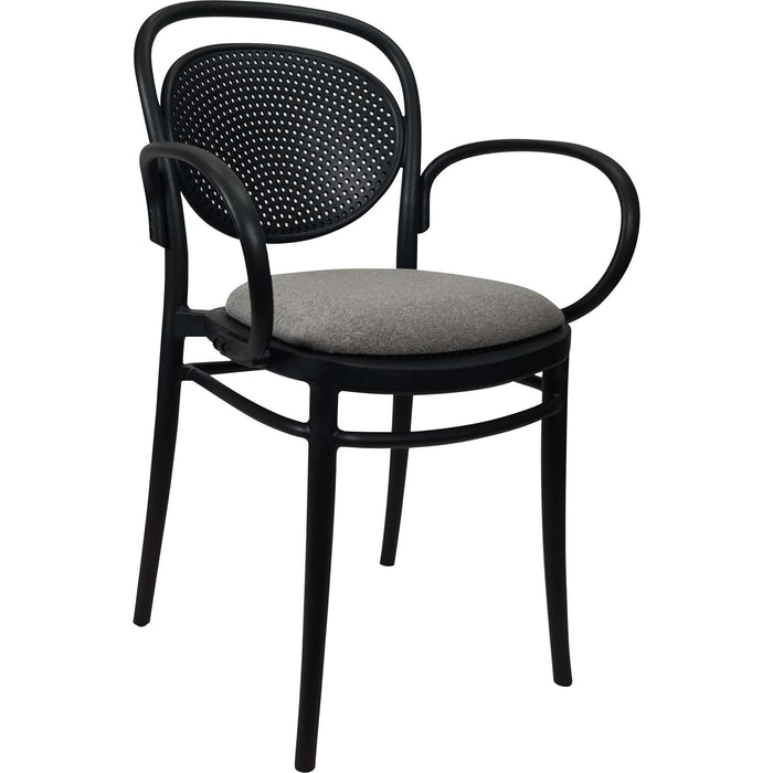 Siesta Marcel XL Arm Chair - Black with Taupe Fabric Cushion