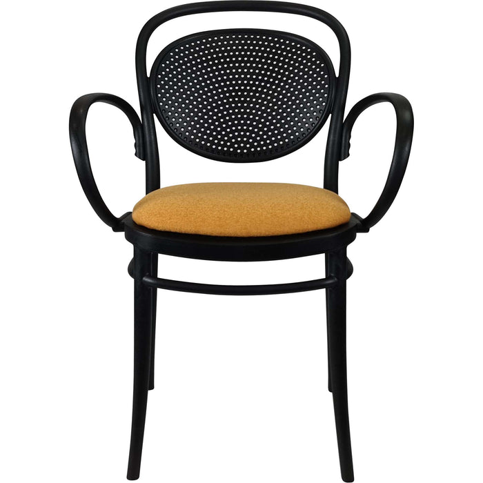Siesta Marcel XL Arm Chair - Black with Orange Fabric Cushion