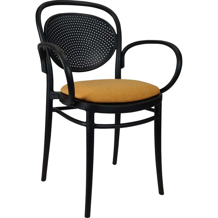Siesta Marcel XL Arm Chair - Black with Orange Fabric Cushion