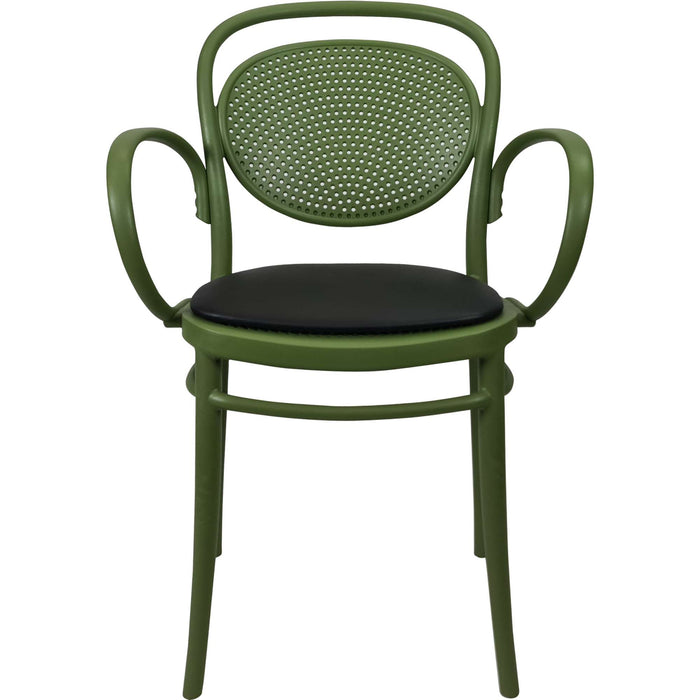 Siesta Marcel XL Arm Chair - Olive Green with Black Vinyl Cushion