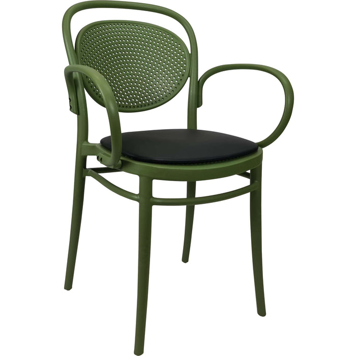 Siesta Marcel XL Arm Chair - Olive Green with Black Vinyl Cushion