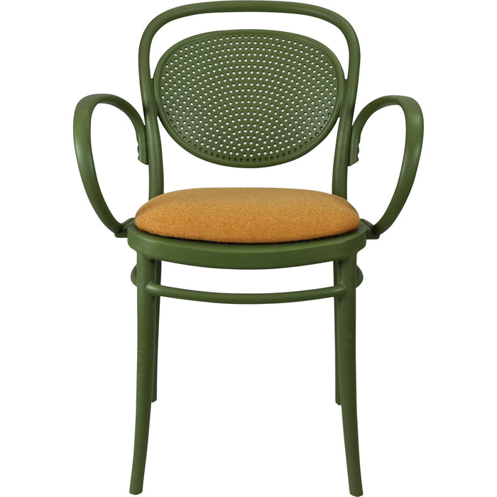 Siesta Marcel XL Arm Chair - Olive Green with Orange Fabric Cushion