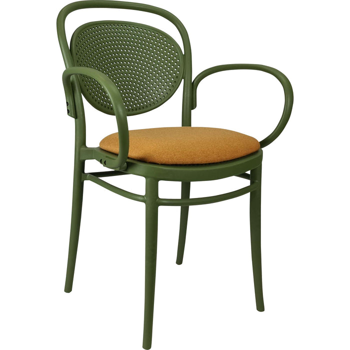 Siesta Marcel XL Arm Chair - Olive Green with Orange Fabric Cushion