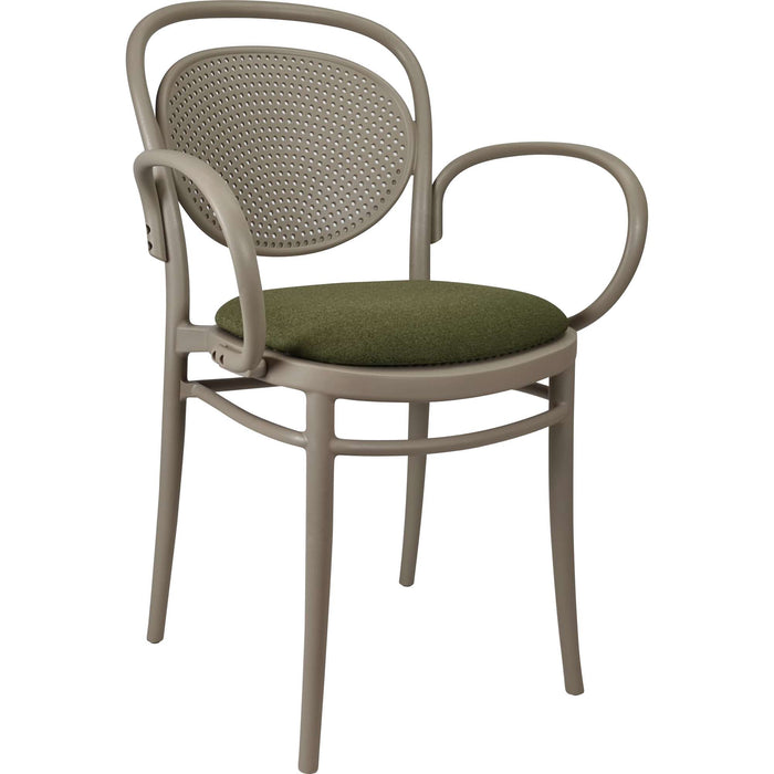 Siesta Marcel XL Arm Chair - Taupe with Olive Green Fabric Cushion