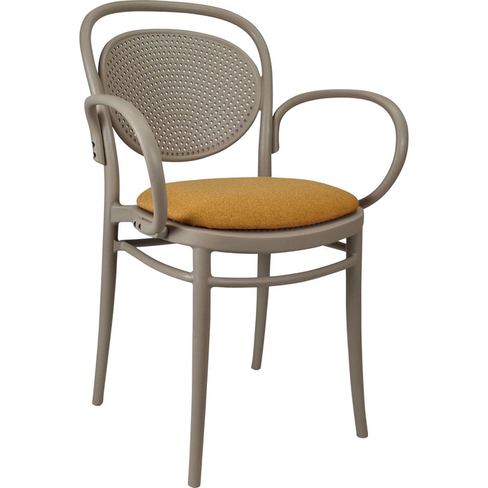 Siesta Marcel XL Arm Chair - Taupe with Orange Fabric Cushion