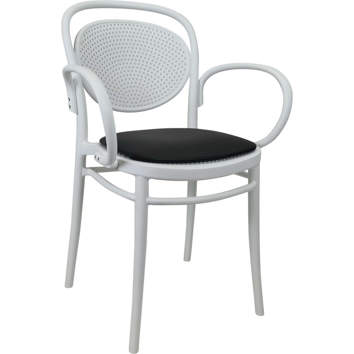 Siesta Marcel XL Arm Chair - White with Black Vinyl Cushion