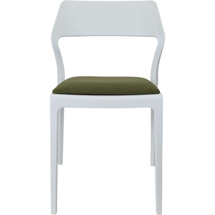 Siesta Snow Chair - White with Olive Green Fabric Cushion