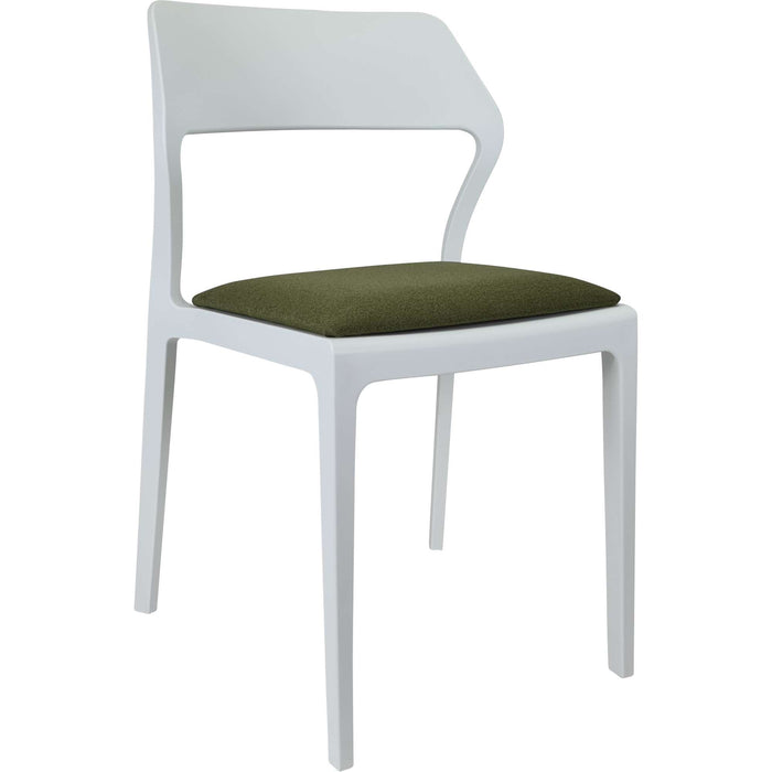 Siesta Snow Chair - White with Olive Green Fabric Cushion