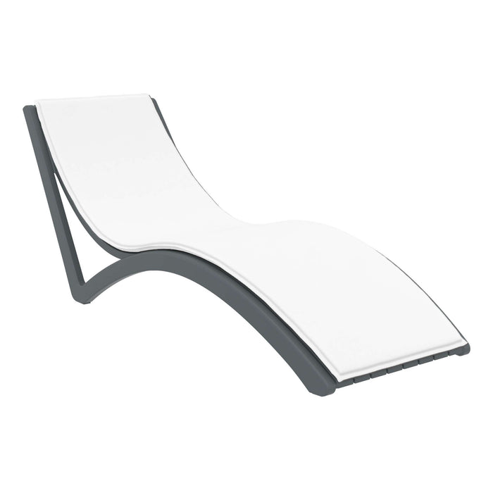 Siesta Slim Sunlounger - Anthracite with White Seat Cushion