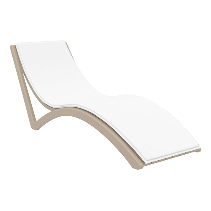 Siesta Slim Sunlounger - Taupe with White Seat Cushion