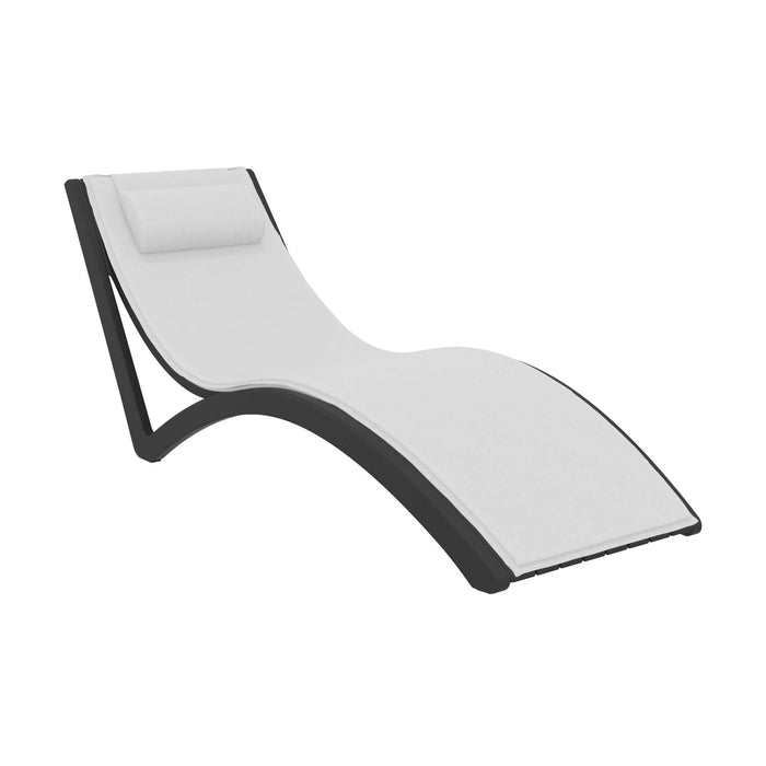 Siesta Slim Sunlounger - Black with White Seat Cushion and Pillow