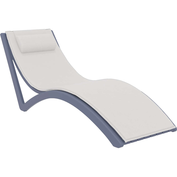 Siesta Slim Sunlounger - Anthracite with White Seat Cushion and Pillow