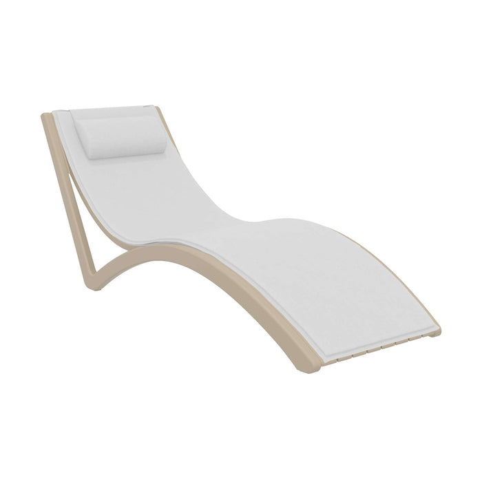 Siesta Slim Sunlounger - Taupe with White Seat Cushion and Pillow