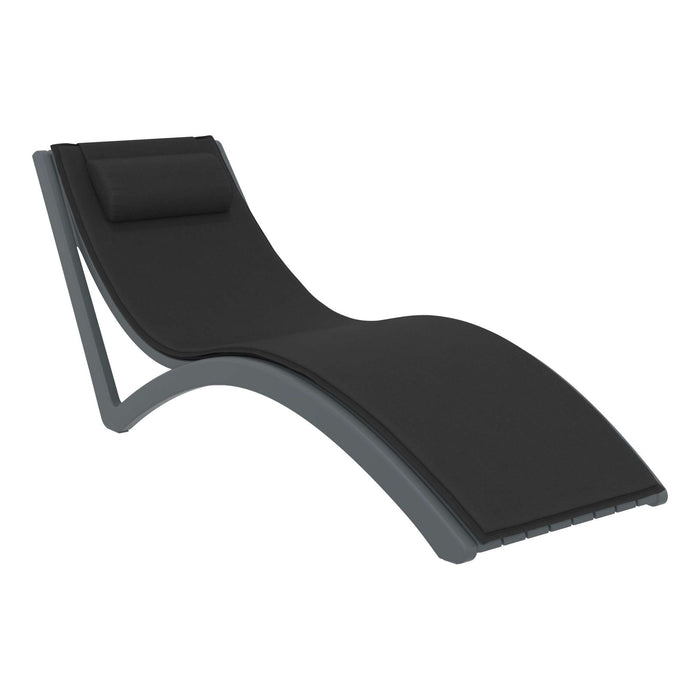 Siesta Slim Sun Lounger - Anthracite with Black Cushion and Pillow