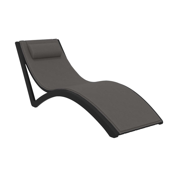 Siesta Slim Sunlounger - Black with Dark Grey Seat Cushion and Pillow