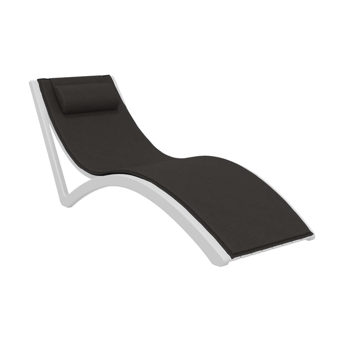 Siesta Slim Sunlounger - White with Black Seat Cushion and Pillow
