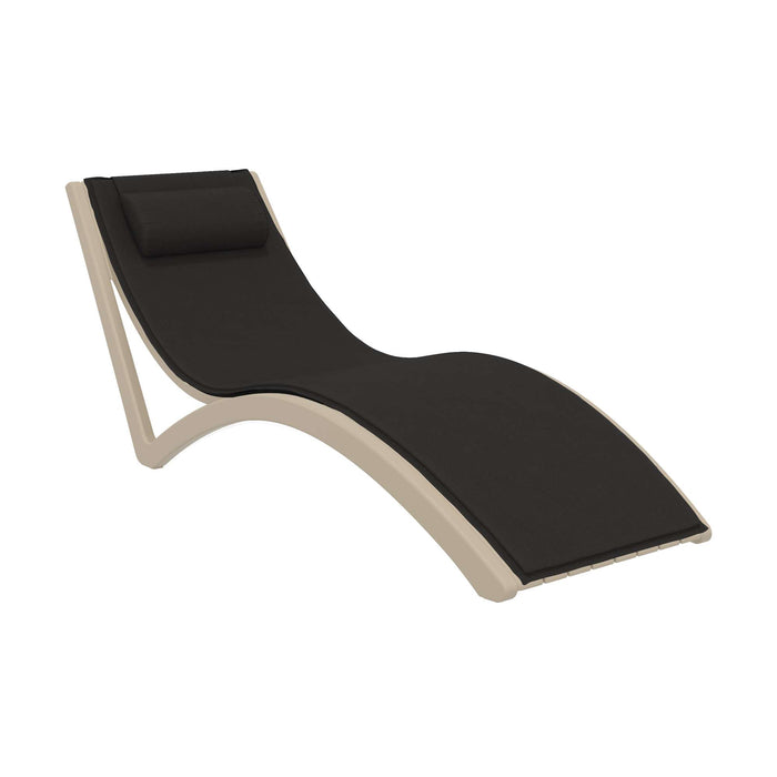 Siesta Slim Sunlounger - Taupe with Black Seat Cushion and Pillow