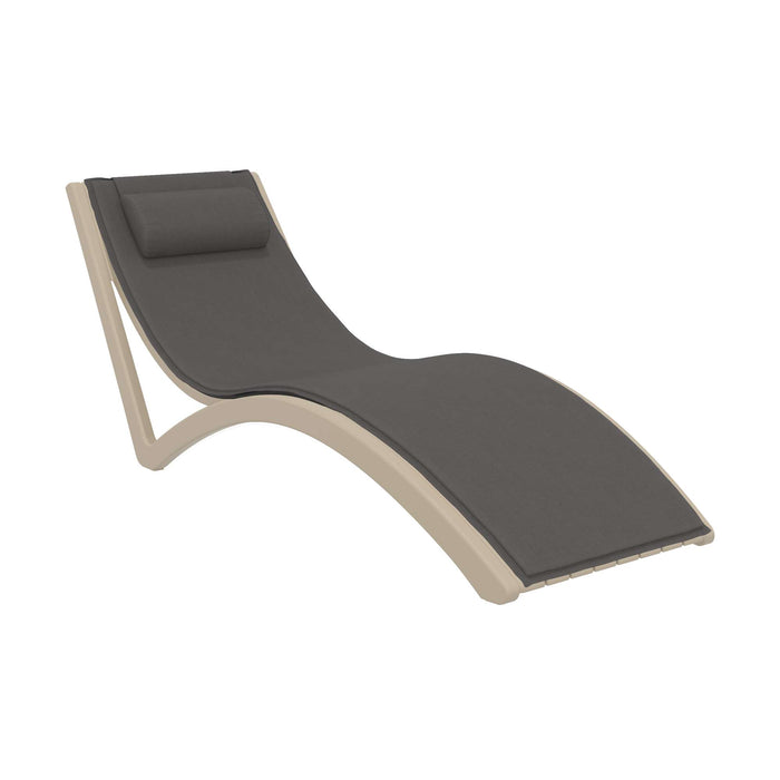 Siesta Slim Sunlounger - Taupe with Dark Grey Seat Cushion and Pillow