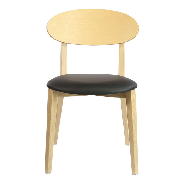 Durafurn Atlanta Chair - Narrow Ply Backrest - Oak Frame/Black Vinyl Seat & Ply Backrest