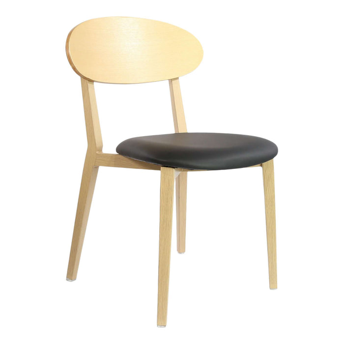 Durafurn Atlanta Chair - Narrow Ply Backrest - Oak Frame/Black Vinyl Seat & Ply Backrest