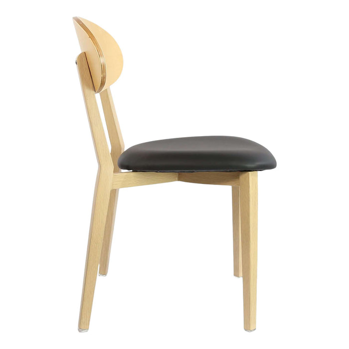 Durafurn Atlanta Chair - Narrow Ply Backrest - Oak Frame/Black Vinyl Seat & Ply Backrest