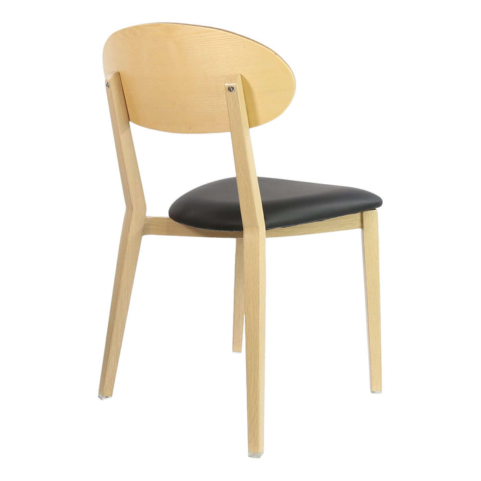 Durafurn Atlanta Chair - Narrow Ply Backrest - Oak Frame/Black Vinyl Seat & Ply Backrest