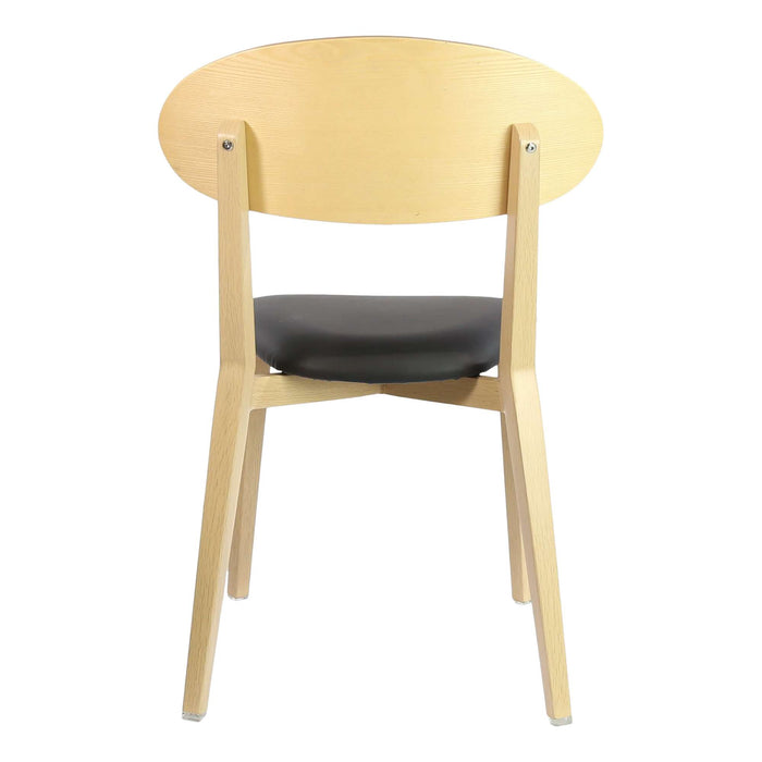 Durafurn Atlanta Chair - Narrow Ply Backrest - Oak Frame/Black Vinyl Seat & Ply Backrest