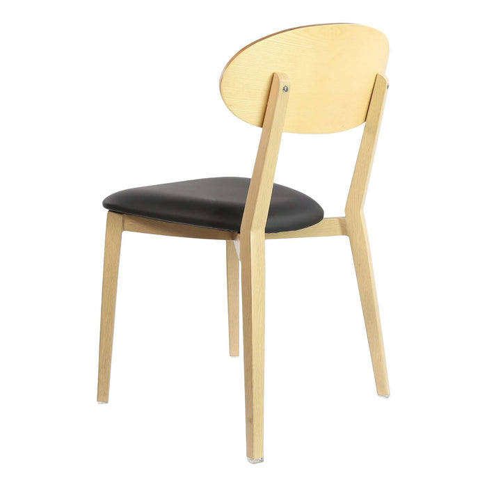 Durafurn Atlanta Chair - Narrow Ply Backrest - Oak Frame/Black Vinyl Seat & Ply Backrest