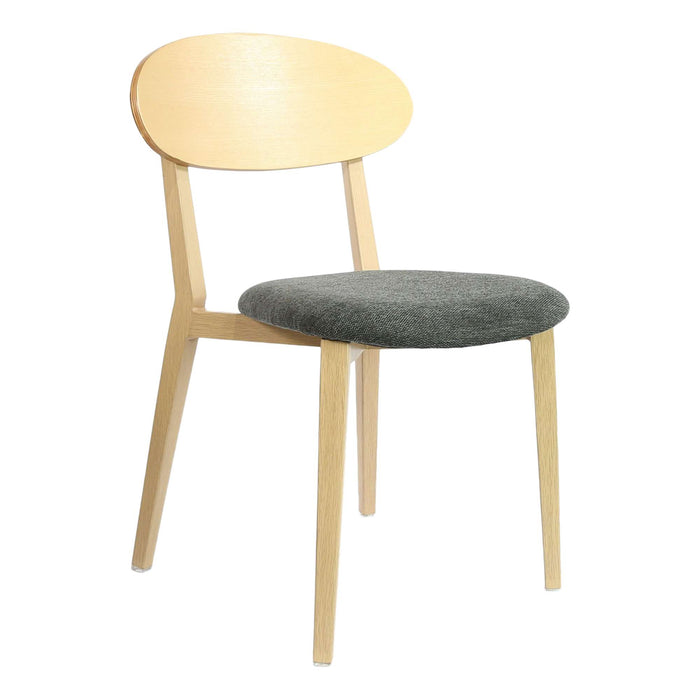Durafurn Atlanta Chair - Narrow Ply Backrest - Oak Frame/Dark Grey Fabric Seat & Ply Backrest