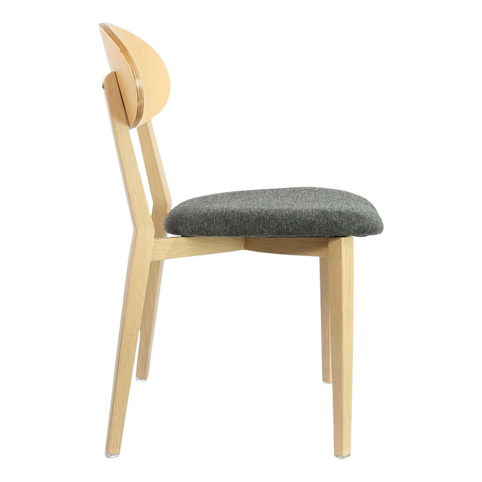 Durafurn Atlanta Chair - Narrow Ply Backrest - Oak Frame/Dark Grey Fabric Seat & Ply Backrest