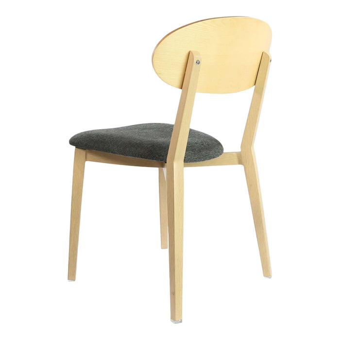 Durafurn Atlanta Chair - Narrow Ply Backrest - Oak Frame/Dark Grey Fabric Seat & Ply Backrest