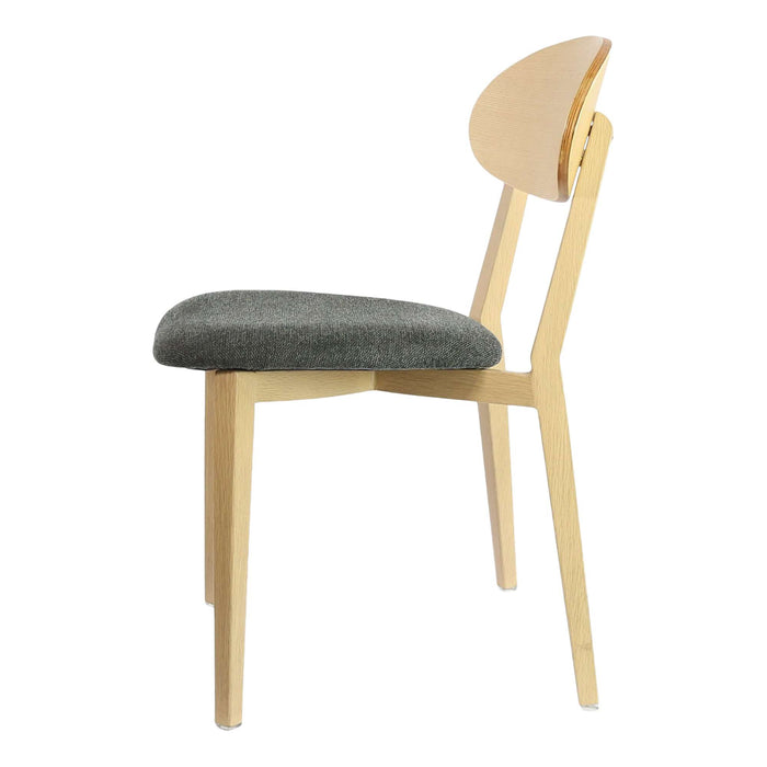 Durafurn Atlanta Chair - Narrow Ply Backrest - Oak Frame/Dark Grey Fabric Seat & Ply Backrest