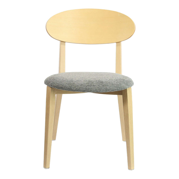 Durafurn Atlanta Chair - Narrow Ply Backrest - Oak Frame/ Grey Fabric Seat & Ply Backrest